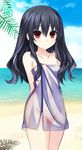  10s 1girl breasts choujigen_game_neptune long_hair naked_towel neptune_(series) no_pussy nude_filter see-through solo uni_(choujigen_game_neptune) 