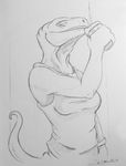  2017 anthro beverage breasts coffee drinking eyes_closed female lizard reptile scalie solo syrinoth 
