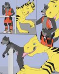  2017 animal_genitalia animal_penis anthro anthro_on_feral bestiality butt canine clothed clothing collar comic digital_media_(artwork) digitigrade dragon duo erection feral fur glomp greypolf hi_res interspecies licking male male/male mammal nude open_mouth oral penis prevore saliva sex simple_background size_difference smile standing sucking surprise teeth tlan_atolm tongue tongue_out wolf wolfywetfurr_(artist) 