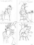  1994 abdominal_bulge alcohol antlers bedroom_eyes beer beverage cervine comic deer drinking duo english_text eyes_closed female feral feral_on_feral from_behind_position half-closed_eyes horn looking_pleasured male male/female mammal monochrome mounting seductive sex simple_background sitting sketch smile text tim_o&#039;rourke tongue tongue_out white_background 