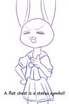  2017 :3 anthro clothed clothing dialogue disney english_text female flat_chested hand_on_chest hand_on_hip judy_hopps lagomorph mammal open_mouth open_smile rabbit restricted_palette school_uniform simple_background skirt smile solo standing text tggeko uniform white_background zootopia 
