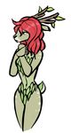  anthro anthrofied batman_(series) cervine deer female fur green_fur hair mammal poison_ivy red_hair simple_background unknown_artist white_background white_fur 