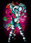  2016 anthro antlers artist-apprentice587 balls blue_eyes blue_fur blue_hair blush cervine clothing deer erection fur girly hair hi_res horn humanoid_penis legwear looking_at_viewer male mammal mostly_nude one_eye_closed penis simple_background socks solo stockings striped_legwear striped_socks stripes thigh_highs 