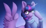  clothed clothing equine eyewear feathered_wings feathers female feral friendship_is_magic fur glasses gradient_background hair hooves horn mammal my_little_pony purple_eyes purple_feathers purple_fur purple_hair silentwulv simple_background solo twilight_sparkle_(mlp) winged_unicorn wings 
