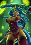  2017 anthro anthrofied armwear blue_hair breasts camel_toe cleavage clothed clothing elbow_gloves equine eyewear fan_character fangs female glasses gloves hair horn horse light262 looking_at_viewer low-angle_view mammal melee_weapon my_little_pony panties polearm scythe solo succubus thong underwear unicorn weapon worm&#039;s-eye_view 