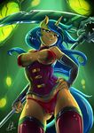  2017 anthro anthrofied armwear blue_hair breasts camel_toe cleavage clothed clothing elbow_gloves equine eyewear fan_character fangs female gloves hair horn horse light262 looking_at_viewer low-angle_view mammal melee_weapon my_little_pony panties polearm scythe solo succubus thong underwear unicorn weapon worm&#039;s-eye_view 