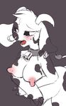  anthro blush bovine breasts cattle collar female hair horn mammal nipples open_mouth sketch solo yajima 