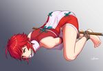 ass bdsm bondage bound brown_eyes fire_emblem fire_emblem_if gag gbeeee hinoka_(fire_emblem_if) looking_at_viewer red_hair rope short_hair solo 
