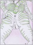  2016 anthro anus bent_over biped black_anus border butt colored_pencil_(artwork) equine faceless_female female fur green_fur green_stripes green_tail hand_on_butt hym_(artist) mammal multicolored_fur multicolored_tail nude perineum pink_pussy presenting presenting_hindquarters pussy raised_tail rear_view signature solo striped_fur striped_tail stripes traditional_media_(artwork) two_tone_fur two_tone_tail white_border white_fur white_tail zebra 