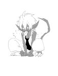  1boy ahi_tb charaleet_(precure) greyscale highres hugtto!_precure male_focus monochrome monster pants precure simple_background solo squatting sweatpants tail vest white_background 