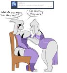  2017 anthro asriel_dreemurr big_breasts black_sclera blush breast_grab breasts caprine chair clothed clothing crossgender daughter dialogue duo english_text female frown gloves god_of_hyperdeath hand_on_breast legwear looking_at_breasts mammal mother nipple_bulge parent robertge simple_background sitting skimpy slightly_chubby standing text thigh_highs toriel undertale video_games white_background 