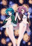  animal_ears antennae blush breast_hold breasts brown_eyes covering fang festival flat_chest fundoshi green_eyes green_hair highres holding_hands japanese_clothes lantern long_hair madara_inosuke multiple_girls mystia_lorelei no_pants open_clothes paper_lantern pink_hair sarashi short_hair summer_festival touhou undone_sarashi wardrobe_malfunction wings wriggle_nightbug yamakasa 