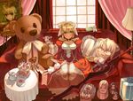  aestus_estus bersercar berserker cake couch cup elesia epaulettes fate/extra fate/stay_night fate_(series) food hair_intakes illyasviel_von_einzbern michael_roa_valdamjong muffin nekoarc nero_claudius_(fate) nero_claudius_(fate)_(all) sasaki_shounen solo stuffed_animal stuffed_toy sword teacup teddy_bear tiered_tray weapon 