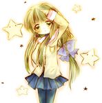  brown_eyes clannad green_hair ibuki_fuuko kotori_(chilly_sky) long_hair pantyhose school_uniform solo 