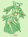  dress gen_5_pokemon green_eyes green_hair hood kuromiya moemon personification pokemon pokemon_(creature) reuniclus see-through solo 