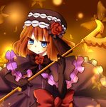  bad_id bad_pixiv_id blue_eyes bow bug butterfly dress elbow_gloves eva_beatrice flower gloves hat hatasan insect lowres orange_hair ribbon rose solo staff umineko_no_naku_koro_ni 