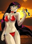  bikini bishoujo_senshi_sailor_moon black_hair choker hino_rei long_hair photo_background purple_eyes ranpu solo sunglasses swimsuit tiara 