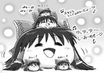  hakurei_reimu happy koyukkuri monochrome music no_humans ribbon rorinko singing touhou translated yukkuri_shiteitte_ne 