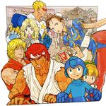  6+boys :o :q ^_^ armor beard bent_over blonde_hair blue_eyes bow bracelet brown_eyes brown_hair bun_cover capcom captain_commando captain_commando_(character) china_dress chinese_clothes chun-li circlet clenched_teeth closed_eyes company_connection controller crossover cup double_bun dress drink earrings facial_hair final_fight food green_eyes hair_bow headband helmet hibiki_dan highres jewelry joystick ken_masters laughing lipstick looking_back lost_worlds makaimura makeup multiple_boys multiple_girls muscle nishimura_kinu official_art open_mouth pantyhose pink_hair playing_games poison_(final_fight) ponytail popsicle red_hair robot rockman rockman_(character) roll ryuu_(street_fighter) sagat short_hair sir_arthur_(makaimura) sleeveless smile spiked_bracelet spikes spread_legs star street_fighter street_fighter_i sunglasses surprised sylphie tan teeth tongue tongue_out torn_clothes veins video_game 