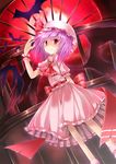  bat bat_wings full_moon hat hoshikuzu moon purple_hair red_eyes red_moon remilia_scarlet short_hair solo touhou wings 