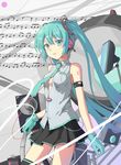  aqua_eyes aqua_hair armband bad_id bad_pixiv_id evers gloves hatsune_miku headphones long_hair musical_note necktie skirt smile solo speaker thighhighs twintails very_long_hair vocaloid 