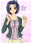  bad_id bad_pixiv_id blue_hair happy_birthday idolmaster idolmaster_(classic) idolmaster_2 miura_azusa punto red_eyes red_string short_hair solo string 