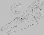  animal_crossing ankha anthro big_butt breasts butt cat clothing english_text eyelashes feline female greyscale hair looking_back mammal monochrome nintendo open_mouth panties pawpads purple_yoshi_draws solo text underwear video_games 