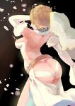  absurdres ahoge arched_back armpits ass backless_dress backless_outfit bare_back bare_shoulders blonde_hair braid breasts butt_crack cc_drawing chain commentary_request cowboy_shot detached_sleeves dress fate/extra fate/extra_ccc fate_(series) french_braid from_side gloves highres long_sleeves medium_breasts nero_claudius_(bride)_(fate) nero_claudius_(fate)_(all) panties short_hair solo underwear veil white_dress white_gloves white_panties white_sleeves 