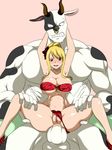  1girl anal anthro bangs bestiality bikini bikini_aside blonde_hair blush breasts clenched_teeth clothing edjim fairy_tail female furry hair_bun huge_penis interspecies legs_held_open light-skinned light-skinned_female looking_at_viewer looking_pleasured lucy_heartfilia monster monster_sex muscle muscular_male nose_ring penis polka_dot red_bikini red_shoes sex shoes short_hair size_difference smaller_female stomach_bulge swimsuit tied_hair uncensored underboob upright_straddle 