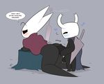  2017 arthropod bottomless clothed clothing english_text female from_behind_position hollow_knight hollow_knight_(species) hornet humanoid insect kilinah male melee_weapon needle penis protagonist_(hollow_knight) sex speech_bubble tagme text wasp weapon 