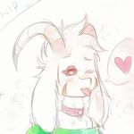  2017 anthro asriel_dreemurr blush boss_monster caprine clothed clothing collar digital_media_(artwork) fur goat hair horn long_ears looking_at_viewer male mammal simple_background solo thezelegz undertale video_games white_fur 