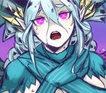  1girl blue_hair breasts fate/grand_order fate_(series) horns long_hair open_mouth pink_eyes pointy_ears tiamat_(fate/grand_order) 