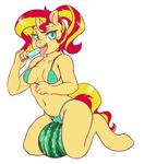 2017 anal anal_penetration anthro anthrofied aries84 bikini blush camel_toe clothing equestria_girls equine female food fruit hair horn looking_at_viewer mammal melon multicolored_hair my_little_pony open_mouth penetration popsicle solo sunset_shimmer_(eg) swimsuit tongue tongue_out two_tone_hair unicorn vaginal vaginal_penetration watermelon 