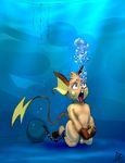  2017 anthro asphyxiation bubble byondrage choking drowning erection fur hi_res male mammal masturbation nintendo nude open_mouth penile_masturbation penis pok&eacute;mon raichu rodent simple_background solo tongue tongue_out underwater video_games water 