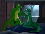  anthro bed bedroom blush erection foreplay moonlight nude precum reptile samareck scalie 