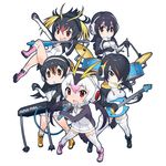  5girls :&lt; :d :o ankle_boots arm_up band bangs bare_legs bass_guitar black_footwear black_hair black_jacket blush boots breast_press breasts brown_eyes chibi cleavage closed_mouth cymbals dot_nose drawstring drum drum_set drumsticks electric_guitar emperor_penguin_(kemono_friends) eyebrows eyebrows_visible_through_hair eyelashes full_body gentoo_penguin_(kemono_friends) grey_hair guitar hair_between_eyes hair_ornament hair_over_one_eye hair_tie hand_up headphones highres holding holding_microphone hood hood_down hooded_jacket humboldt_penguin_(kemono_friends) instrument jacket jpeg_artifacts jumping kemono_friends keyboard_(instrument) kneehighs large_breasts legs_apart leotard long_hair long_sleeves looking_at_viewer lossy-lossless low_twintails medium_breasts medium_hair microphone multicolored multicolored_clothes multicolored_hair multicolored_jacket multiple_girls music official_art open_clothes open_jacket open_mouth orange_hair penguin_tail penguins_performance_project_(kemono_friends) pink_footwear pink_hair playing_instrument pleated_skirt plectrum pocket raised_eyebrows red_hair rockhopper_penguin_(kemono_friends) romaji royal_penguin_(kemono_friends) shoe_soles shoelaces short_hair simple_background singing skirt small_breasts smile socks source_request standing swept_bangs tail tareme thighhighs thighs triangle_mouth tsurime turtleneck twintails v-shaped_eyebrows white_background white_hair white_jacket white_legwear white_leotard white_skirt yellow_footwear yoshizaki_mine zipper zipper_pull_tab 