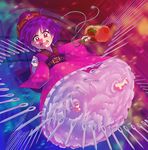  barefoot bowl bowl_hat commentary dated hat highres japanese_clothes kimono miracle_mallet needle obi open_mouth petticoat purple_hair red_eyes red_kimono sash shouting signature solo sukuna_shinmyoumaru touhou tricky_(tirckt) upskirt wide_sleeves 