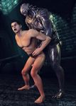  2boys 3d abs anal barefoot erection full_body killystein male_focus monster multiple_boys muscle nipples nude pecs penetration penis resident_evil sex size_difference source_filmmaker wince yaoi 