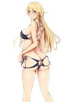  arm_at_side ass bangs bare_arms bare_legs bare_shoulders bikini black_bikini black_ribbon blonde_hair blue_eyes blush breasts closed_mouth dosaken eyebrows_visible_through_hair from_behind hand_on_hip iowa_(kantai_collection) kantai_collection large_breasts long_hair looking_back meme_attire pentagram_cutout ribbon shiny shiny_skin side-tie_bikini sideboob sketch smile solo standing star star-shaped_pupils swimsuit symbol-shaped_pupils thighs tsurime very_long_hair 