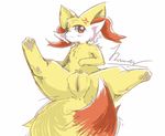  dengon female fennekin fur nintendo pok&eacute;mon signiture simple_background video_games yellow_fur 