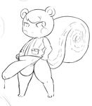  anthro big_penis blush chibi clothing greyscale huge_penis humanoid_penis looking_at_viewer male mammal monochrome penis precum rodent solo somnamg squirrel standing uncut underwear 