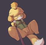  animal_crossing anthro anus canine clothed clothing female first_person_view isabelle_(animal_crossing) leash mammal nintendo pussy slightly_chubby solo somnamg submissive submissive_pov video_games 