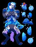  2016 anthro aycee black_fur blue_eyes blue_nose blue_pawpads candy_gore canine featureless_crotch fur hair male mammal pawpads simple_background solo white_fur white_hair 