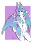  anthro bat blush bra clothed clothing female hair hiddenwolf looking_at_viewer mammal nipple_bulge pregnant solo underwear wings 