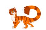  brown_fur brown_hair brown_nose feline feral fur hair male mammal orange_fur paws rikitoka simple_background smile solo striped_fur stripes white_background 