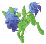  ambiguous_gender blue_hair cutie_mark equine fan_character feathers green_eyes green_feathers hair hooves mammal my_little_pony pegasus rikitoka simple_background white_background wings 
