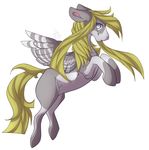  blonde_hair equine fan_character feathers female grey_eyes grey_feathers hair mammal my_little_pony pegasus rikitoka simple_background smile solo white_background wings 