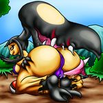  2017 absurd_res anthro big_breasts big_butt big_mouth bikini breasts butt clothed clothing female happyanthro hi_res huge_butt licking_own_ass mawile nintendo pok&eacute;ball pok&eacute;mon skimpy solo swimsuit teeth video_games 