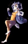  2015 5_fingers anthro barefoot black_background blue_eyes canine clothed clothing digitigrade dog female grey_hair hair mammal rikitoka simple_background smile solo 