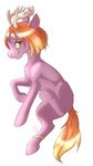  2015 ambiguous_gender antlers fan_character fur hair hooves horn my_little_pony orange_hair purple_fur rikitoka simple_background smile solo white_background yellow_eyes 